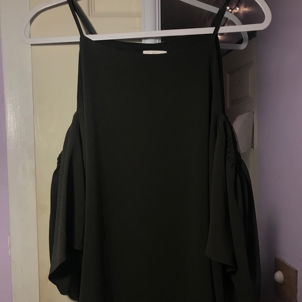 Dark Green Cold shoulder top